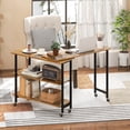 thumbnail image 4 of Costway 360° Rotatable Sofa Side Table L-shaped Laptop Desk Snack Table withShelf Patented Brown, 4 of 9