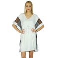 thumbnail image 2 of Bimba Caftan Court Chic pour Femmes Manches Kimono Exclusif Robe Caftan en Rayonne Blanche, 2 of 2