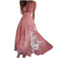 thumbnail image 1 of DEELLEEO Robe d'Automne pour Femmes! Robe de Cocktail Grande Taille Portefeuille Décolleté en V Profond Sans Manches à Fleurs Robes Évasées Ligne A Bohème Maxi Fête Invitée de Mariage Robes, 1 of 5