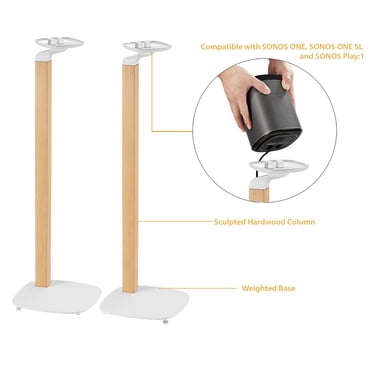 Boost Industries SB-62F-WH Supports de Haut-Parleurs de Sol avec Colonne en Bois Franc pour SONOS® ONE, SONOS® ONE SL et SONOS Play:1 (Paire)