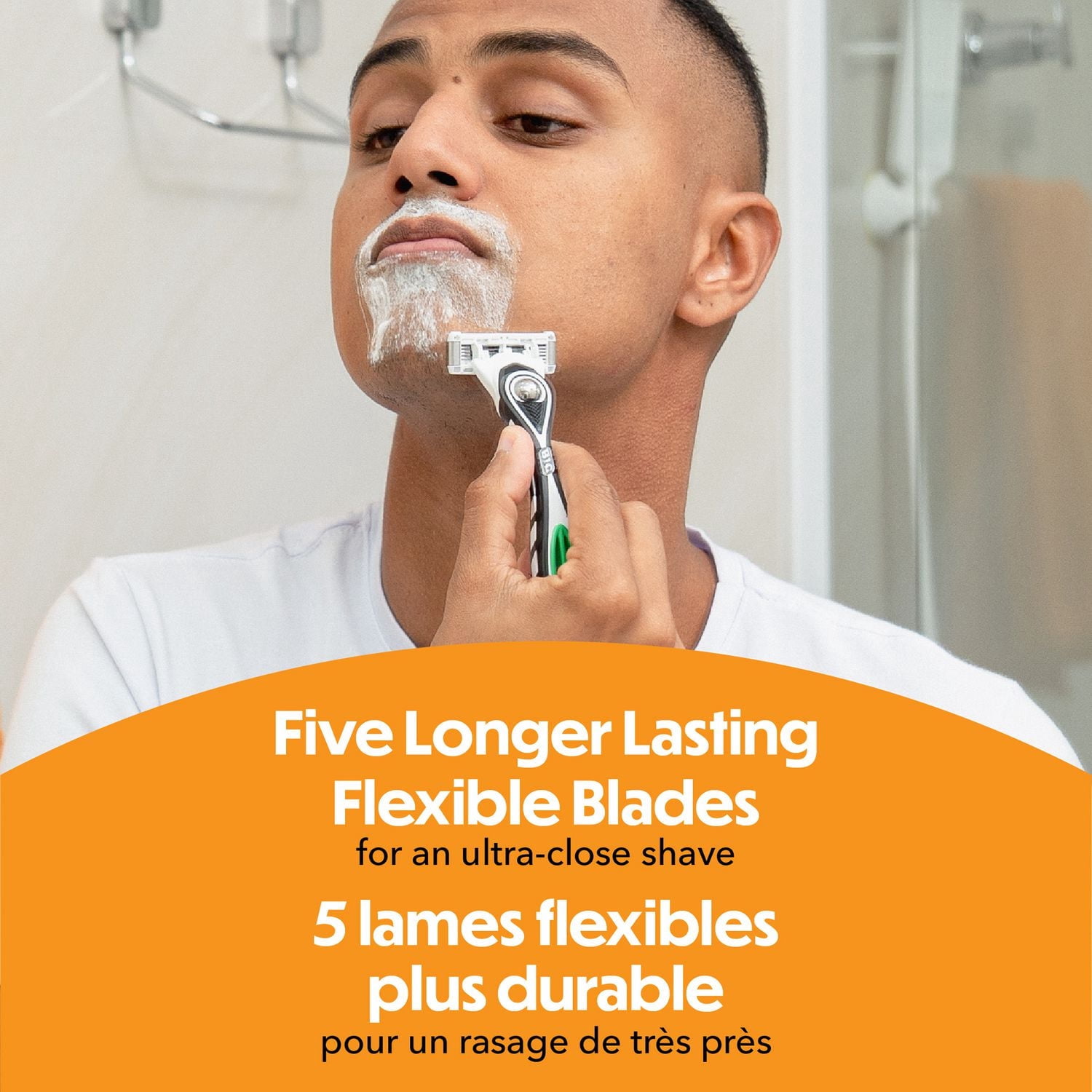 BIC Flex 5 Sensible le rasoir manuel pour hommes, 5 lames rechargeables, rasage confortable, 1 manche et 7 cartouches