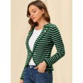 thumbnail image 2 of INSPIRE CHIC Blazer Mince à Rayures pour Femme à Revers Cranté Décoré de Boutons m Vert, 2 of 6