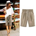thumbnail image 2 of Plebaso Womens Casual Shorts Knee Length Rull up Printed Shorts Straight Summer Short Pants with Pockets, 2 of 3