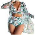 thumbnail image 2 of EGNMCR Bikini Set Women's Printed Bikini Straps Bikini Deep V Split Swimsuit Set Three Piece Swimsuit Set, 2 of 8