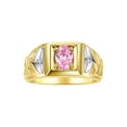 thumbnail image 1 of RYLOS Men's Rings 14K Yellow Gold Rings Designer Weave Band 7X5MM Oval Gemstone & Diamond Ring Pink Ice October Birthstone Rings For Men, Size 10, 1 of 7