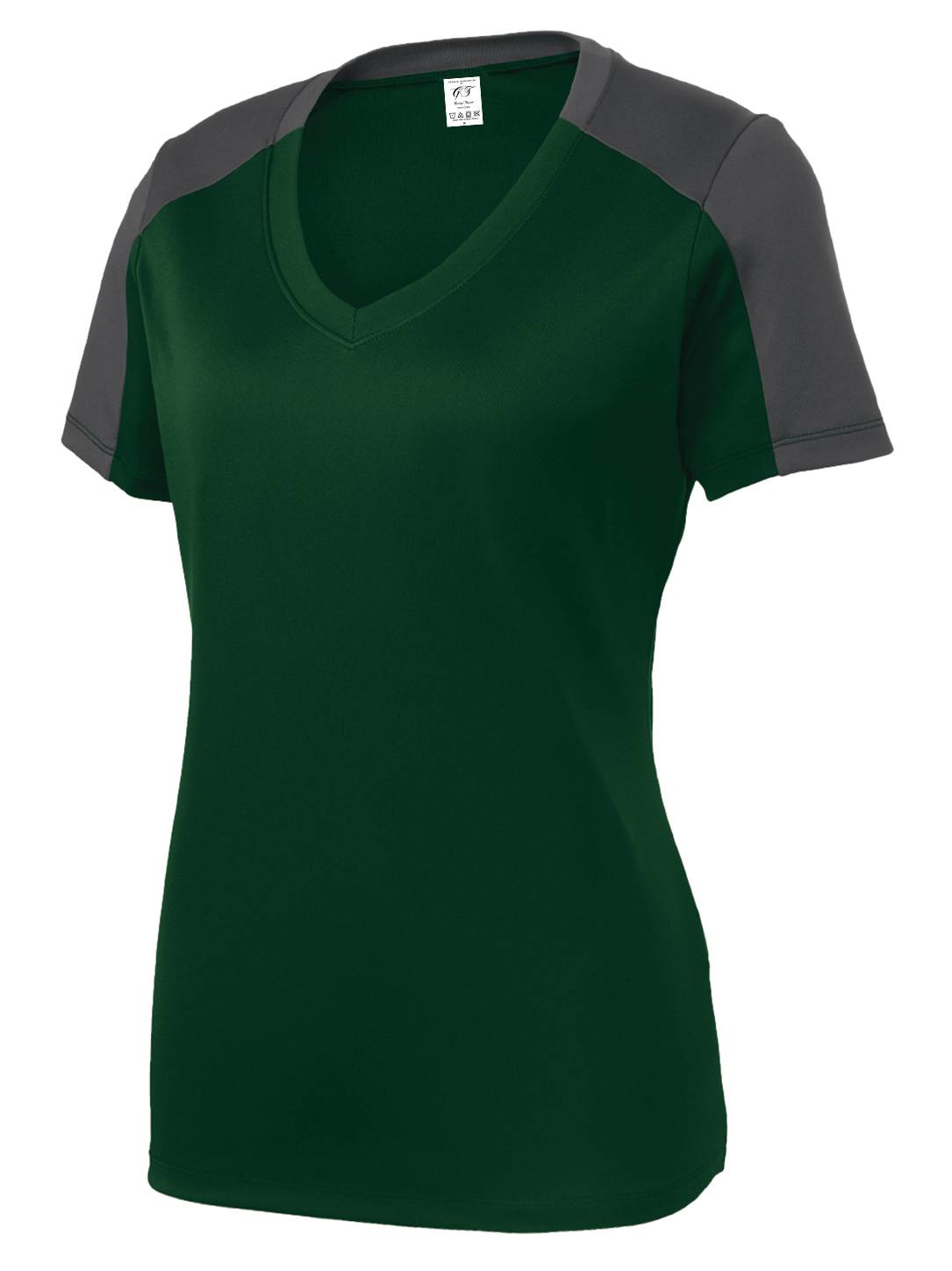 Gravity Threads Womens Sleeve-Blocked Moisture Wicking Shirt - Forest Green/Iron Grey - Large