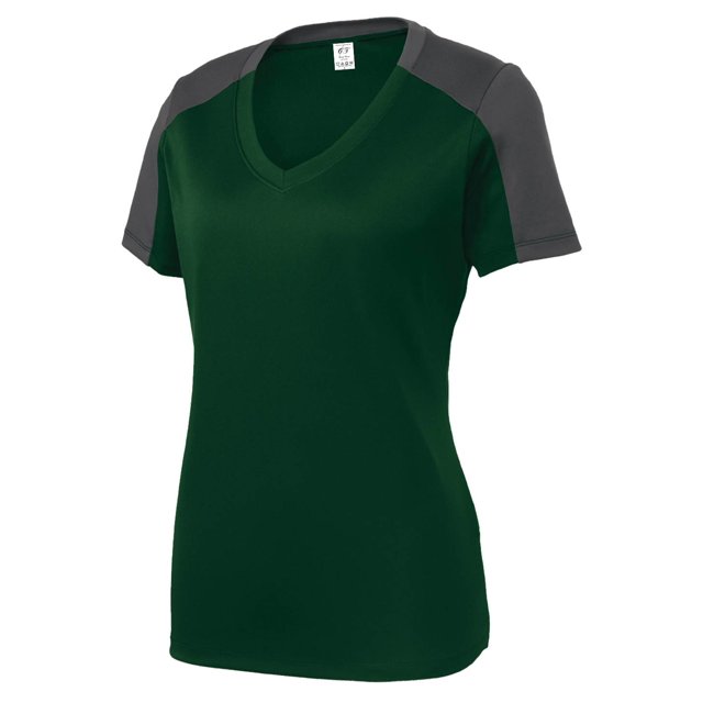 Gravity Threads Chemise à Manches Bloquées pour Femmes - Évacuation de l'Humidité - Vert Forêt/gris Fer - Grand