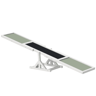 PawHut Wooden Dog Seesaw Pet Agility Equipment for Obedience Training White