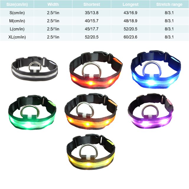 Collier Lumineux Réglable pour Animaux de Compagnie Randonnée Nuit Animaux Fournitures Marcher Animal Allumé Choker Portable Lavable Colliers Animaux de Compagnie Fournitures Cadeau Blanc