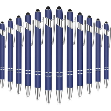 12 Pieces Ballpoint Pen with Stylus Tip, 1.0 mm Black Ink Metal Pen Stylus Pen for Touch Screens, Ballpoint Pen