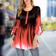 thumbnail image 4 of Maoww Gradient Color T Shirt Women Casual Button Round Collar Ruffle Sleeve Blouse Swing Loose Top, 4 of 9