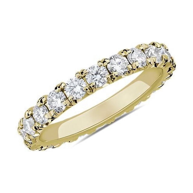 1.00 T.C.W Round Shape Natural Diamond Latest Design Wedding Band for Ladies Solid 14K Yellow Gold Size 8