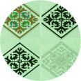thumbnail image 1 of Ahgly Tapis Rond Lavable en Machine Intérieur Transitionnel Vert, 3 Pieds Rond, 1 of 7