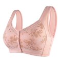thumbnail image 1 of Bras Women New Front Closure Printed Wireless Bra With Wide Strap Middle Age Plus Size Bra Pink 38, 1 of 6