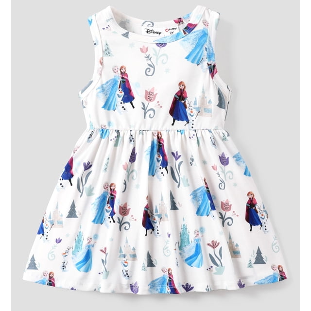 Disney Princess Robes pour Tout-Petites Fille la Reine des Neiges Elsa Anna Imprimé Sans Manches Robe de Jeu Taille 2-6