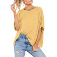 thumbnail image 3 of AherBiu Hauts Surdimensionnés pour Femmes Manches 3/4 Encolure Dégagée Été Décontracté Ample Haut T-Shirts Blouse, 3 of 7