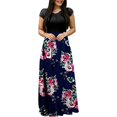 thumbnail image 2 of Robe Jupe Bohème à Imprimé Floral pour Femmes Été Automne, Manches Courtes, Moulante, Longue Maxi, Robe de Plage, 2 of 5