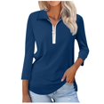 thumbnail image 1 of MeetoTime Chemises à Fermeture Éclair 1/4 pour Femmes Blouses Décontractées à Col Manches 3/4 Tuniques Tops Chandail, 1 of 7
