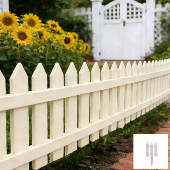 karymi Plastic Garden Fence Panel 7.9x6.7 Inch with Ground Stakes for Flower Bed Border Edging Lawn Pathway Outdoor Decoration Womens Gifts