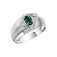 thumbnail image 3 of RYLOS Mens Rings Sterling Silver Ring 6X4MM Oval Shape Gemstone & Diamond Ring Green Sapphire September Birthstone Rings For Man Silver Rings, Size 11, 3 of 7