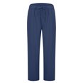 thumbnail image 4 of 2025 Women's Casual Pants Women's Solid Color Loose Women's Casual Pants Comfy Comfort and Linen Drawstring Women Casual Pants Suits Plus Size Elastic Waist Pocket Straight Joggers for Women Leg, 4 of 8
