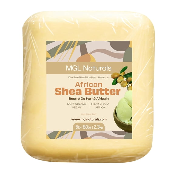 MGL Naturals Raw African Shea Butter Ivory 5 lb bulk, 100% Pure, Raw and Unrefined. Nourish and moisturize. Use alone or DIY recipes. From Ghana, Africa. (5 lb)