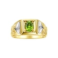 thumbnail image 1 of RYLOS Men's Rings 14K Yellow Gold Rings Designer Weave Band 7X5MM Oval Gemstone & Diamond Ring Peridot August Birthstone Rings For Men,  Size 12, 1 of 7