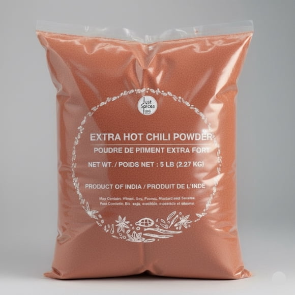 Just Spices - Extra Hot Red Chili Powder (Mirch), 5 lb (2.27 kg), Product of India, Value Pack , NO Colour Added