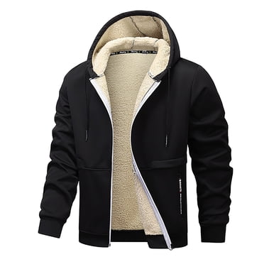 Pisexur Manteaux d'Hiver pour Hommes à Fermeture Éclair, Veste en Molleton à Cordon, Couleur Unie, Manches Longues, Vestes à Capuche pour Hommes, Décontractée et Chaude, Manteau d'Hiver pour Hommes P-3TG