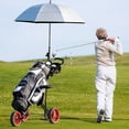 thumbnail image 2 of Costway Foldable 3 Wheel Push Pull Golf Club Cart Trolley w/Seat Scoreboard Bag Red, 2 of 10