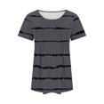 thumbnail image 5 of Meichang T-Shirts pour Femmes à Manches Courtes, Plissés, Chic Décontracté, Encolure Dégagée, Hauts d'Été Tendance à Imprimé Rayé, T-Shirts Doux et Confortables, Tuniques Blouses, 5 of 5