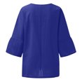 thumbnail image 4 of Hauts d'Été pour Femmes 2023 Femmes Été Aguichant Imprimé Régulier Bouton Col Rond Manches Trois Quarts Femmes Manches Courtes Haut Bohème Grande Taille T-Shirt pour Femmes, 4 of 4