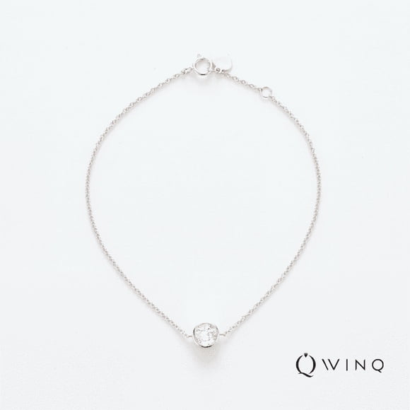 WINQ Bracelet Solitaire à Serti Clos Diamant de Laboratoire Or 14 K