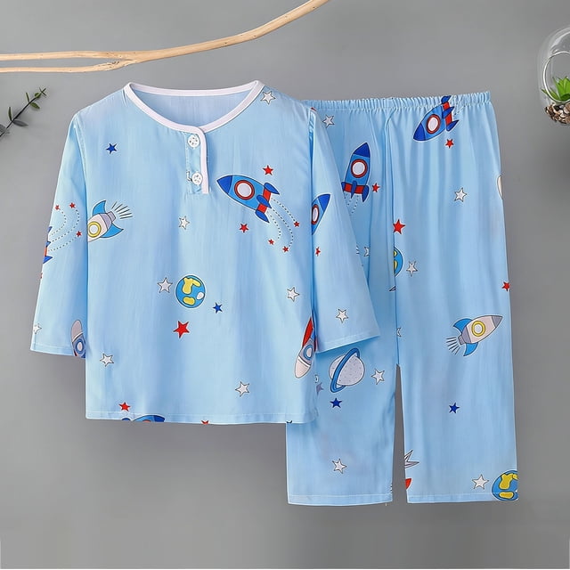 Tenue d'Intérieur d'Été à Manches Courtes Imprimée pour Garçons et Filles
