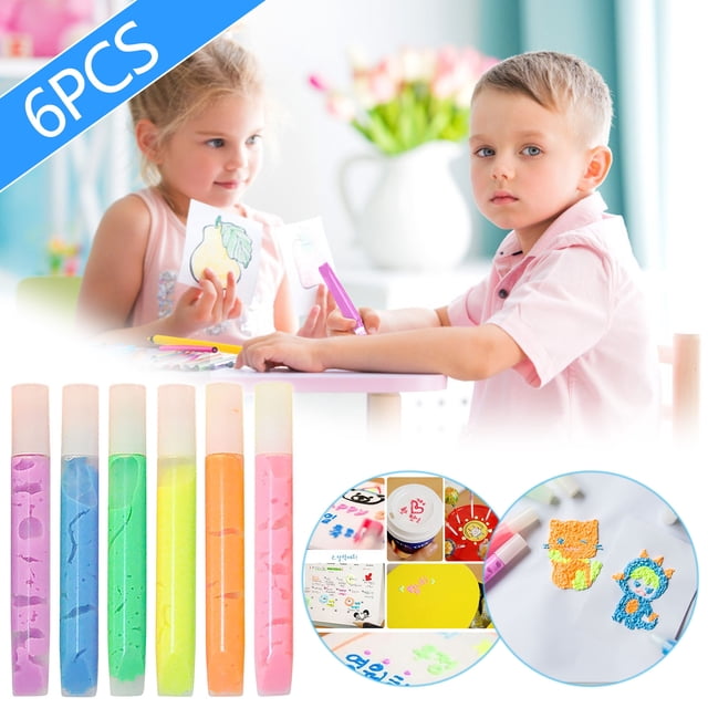 XYAIYT DIY 3D Puffy Art Pens for Popcorn Style Safe Kids Craft Set Includes 6 Drawing Pens for Greeting Cards Birthday Cards and Art Projects Use with Hair Dryer or Microwave