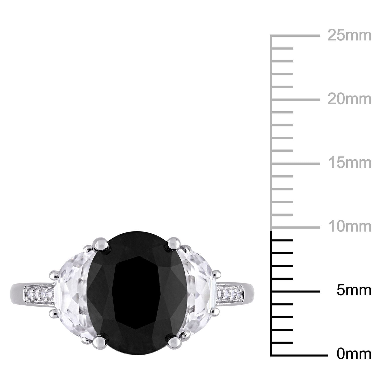 Bague cocktail Asteria avec saphir noir et saphirs blancs synthétiques 4-3/8 CT PBT avec accents de diamants en argent sterling
