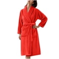 thumbnail image 2 of Soki Premium Womens Plush Soft Robe Fluffy, Warm, Fleece Sherpa Shaggy Bathrobe Red XL, 2 of 3