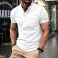 thumbnail image 2 of FAIWAD Mens Short Sleeve T-Shirts Round Neck Stretch Casual 3 Button Baisc Pullover Tops with Pocket, 2 of 6