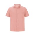 thumbnail image 3 of Chemises pour Hommes, Chemise Habillée Décontractée à Manches Courtes Boutonnée Texturée Hawaïenne Unie, 3 of 5