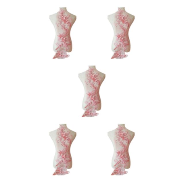 maskred Style With Elegant Lace Dress Applique Beautiful Florals Applique Patch Pale Mauve 5Set