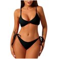thumbnail image 1 of YUTK Womens Bathing Suits - Women Solid Color Sexy Backless Strap Bikini Swimsuit - Black S, 1 of 3