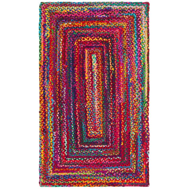 Safavieh Braided Collection BRD210A Handmade Boho Reversible Cotton Area Rug, 3' x 5', Red / Multi