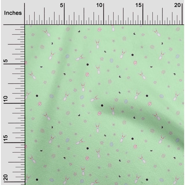 oneOone Cotton Poplin Fabric Easter Egg|Floral & Rabbit Animal Printed Craft Fabric BTY 42 Inch Wide