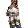 thumbnail image 3 of Women Plaid Flannel Shirt Jacket Button Down Lapel Long Sleeve Shacket Cardigan Coats Fall Spring Clothes, 3 of 5