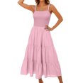 thumbnail image 2 of Robes d'Été pour Femmes 2025 Zeophrasy Robe Unie Sans Manches Col Rond Aguichant Élégante Boîte de Nuit Fête Tunique Mini Robes Décontractées Vacances Liquidation Moins de 5, 2 of 4