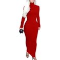 thumbnail image 1 of ORUYROP Women's Fall Turtleneck Long Sleeve Ribbed Slim Bodycon Maxi Dress, 1 of 6