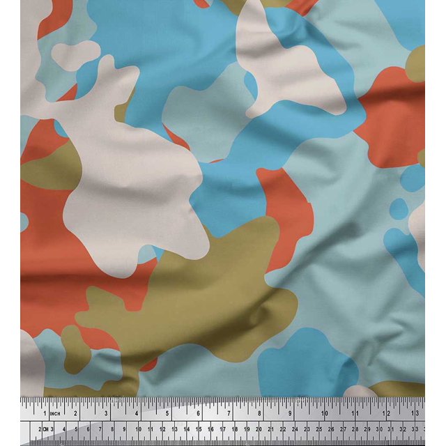 Soimoi Rayon Fabric Multicolor Camouflage Print Sewing Fabric Yard 42 Inch Wide
