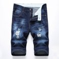 thumbnail image 3 of Cameland Men's Ripped Denim Trunks Stretchy Washed Jeans Trunks Cut-off Classic Fit Biker Jeans Trunks, 3 of 7