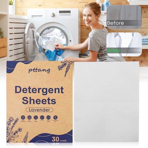 WHEANG Feuilles de blanchisserie Voyages 30 Charges Fisroa Plaques de lavage Bandes de lave-linge en plastique Bandes sans liquide Comprimé