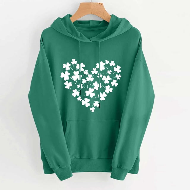Pantalon pour Femmes Imprimé de la Saint-Patrick Décontracté à Manches Longues Ample Chandail à Capuchon de la Saint-Patrick